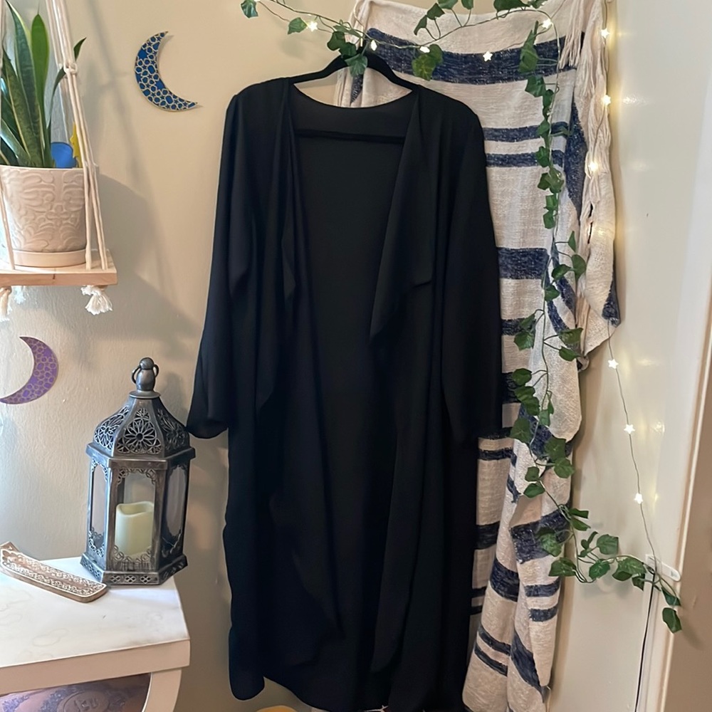 Simple Black, Unlined Open Abaya